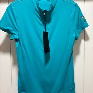 Greyson Womens Golf Pullover Halley SS 1/4 Zip Lagoon Blue Nylon small NWT $128